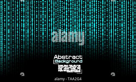 Vector streaming blue binary code on black background.  Stock Vector
