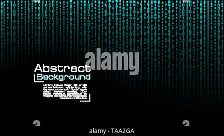 Vector streaming blue binary code on black background.  Stock Vector