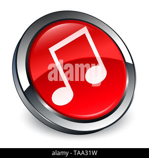 Music icon isolated on 3d red round button abstract illustration Stock Photo