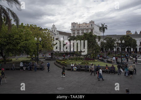 The Independence Place is the center of the historical district of Quito in Ecuador. Stock Photo