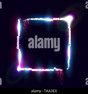 Illuminated collapsing quadrate, Design element for banner, flyer, card, poster.  Stock Vector