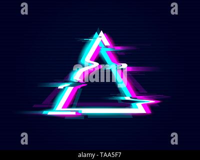 Glitched Triangle Frame Design. Distorted Glitch Style Modern Background Stock Vector