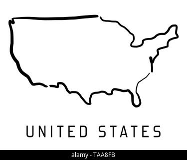 United States map outline - smooth simplified country shape map