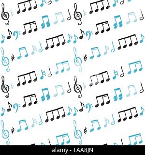 Music notes and clefs seamless pattern - vector musical texture. Stock Vector