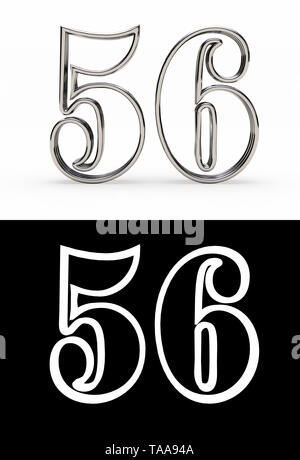 Silver number fifty-six years (number 56 years) with shadow