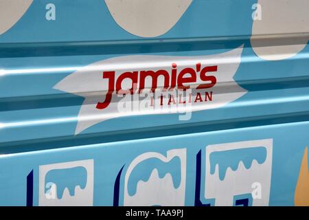 22 of Jamie Oliver's 25 restaurants have closed with the loss of 1000 jobs after the business called in administrators. Ice Cream Van, Jamie's Italian, Victoria Street, Victoria, London. UK Stock Photo