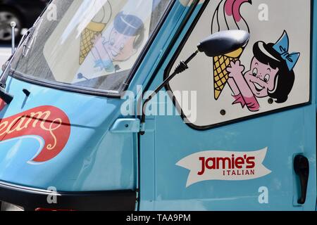 22 of Jamie Oliver's 25 restaurants have closed with the loss of 1000 jobs after the business called in administrators. Ice Cream Van, Jamie's Italian, Victoria Street, Victoria, London. UK Stock Photo