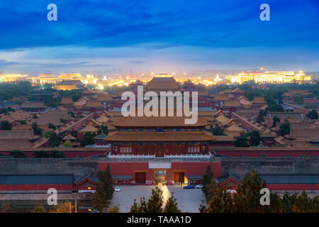 Beijing ancient Forbidden City in night at Beijing, China. Stock Photo