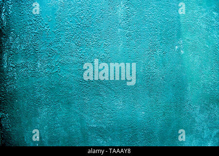 Rustic blue cyan painted metal steel surface. Grunge textured worn iron background. Pattern closeup for design decoration Stock Photo