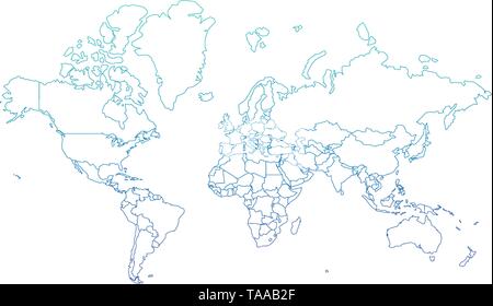 World map vector, isolated on white . Can be used for anual report, inphographics. High Detailed Countries with borders. Stock Vector