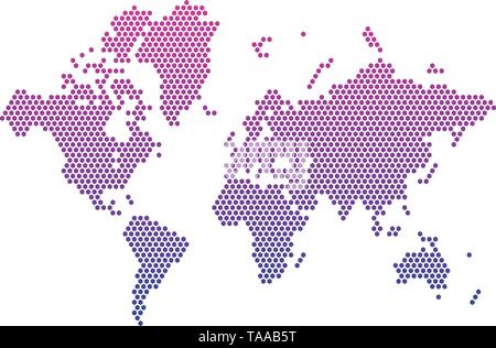 World map square dotted style, vector illustration isolated on white . Stock Vector