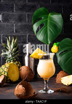 Pina colada. Traditional Caribbean cocktail Stock Photo
