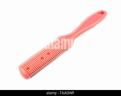 comb with razor two in one hairdresser barbershop tools isolated on white background Stock Photo
