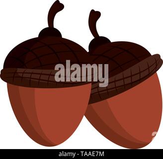 Two nuts almond snack cartoon Stock Vector
