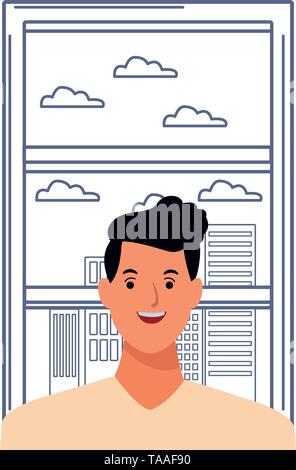 man avatar cartoon character vector illustration Stock Vector