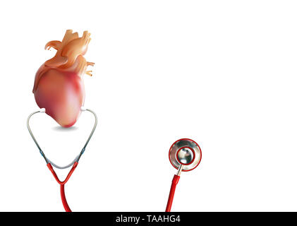 Medical Headphones with Heart or Cardiac Arrest in 3D Illustration Format Stock Photo