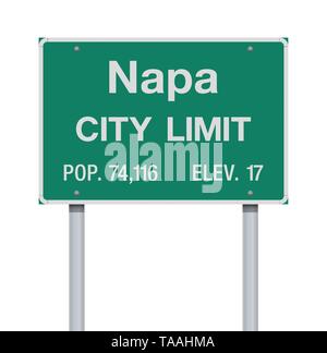 Vector illustration of the Napa City Limit green road sign Stock Vector