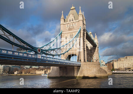 Tower Bridge from the Shad Thames, London, United Kingdom. Stock Photo