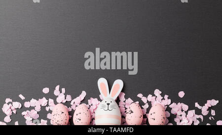 Happy easter background with easter bunny and easter eggs Stock Photo