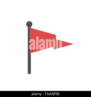 Red flag icon. Location marker symbol, Vector illustration Stock Vector
