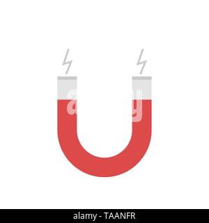 Red horseshoe magnet icon isolated. Vector illustration Stock Vector