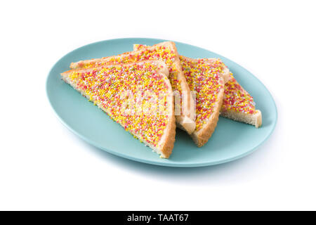 Traditional Australian fairy bread isolated on white background Stock Photo