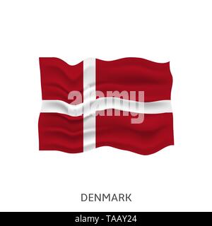 Flag of Denmark. Danish Waving flag, Vector illustration Stock Vector
