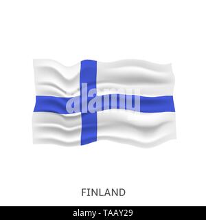 Flag of Finland. Finnish Waving flag, Vector illustration Stock Vector