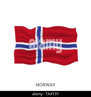 Flag of Norway. Norwegian Waving flag, Vector illustration Stock Vector