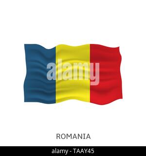 Flag of Romania. Romanian Waving flag, Vector illustration Stock Vector