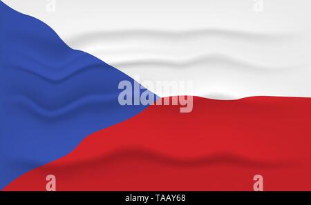Flag of Czech Republic. Czech Waving flag, Vector illustration Stock Vector