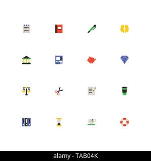 Finance and office work - colorful material design icons set Stock Vector