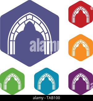 Construction arch icons vector hexahedron Stock Vector