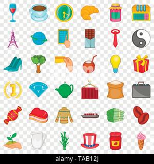 Bean icons set, cartoon style Stock Vector