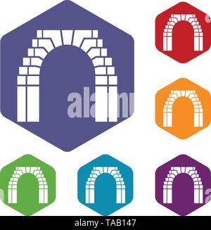 Brick arch icons vector hexahedron Stock Vector