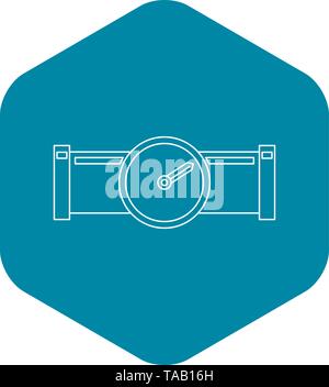 Pipe with water meter icon, outline style Stock Vector