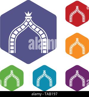 Ancient arch icons vector hexahedron Stock Vector