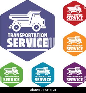 Transportation company icons vector hexahedron Stock Vector