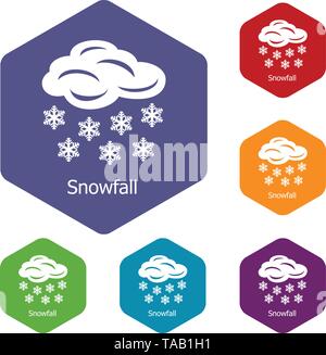Snowfall icons vector hexahedron Stock Vector