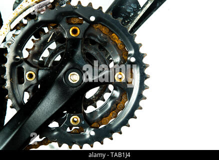 bicycle gears wheel closeup view Stock Photo