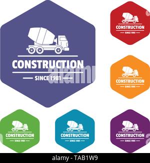 Construction company icons vector hexahedron Stock Vector