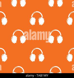 Winter headphones pattern vector orange Stock Vector