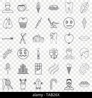 Dentist icons set, outline style Stock Vector