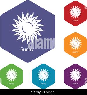 Sunny icons vector hexahedron Stock Vector