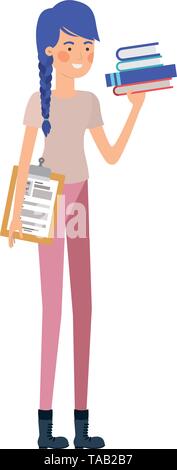 woman standing with curriculum vitae Stock Vector