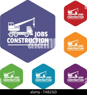 Construction job icons vector hexahedron Stock Vector
