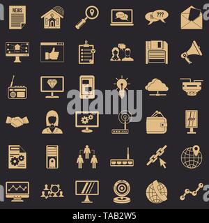 Support icons set, simple style Stock Vector