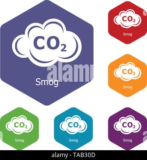 Smog icons vector hexahedron Stock Vector