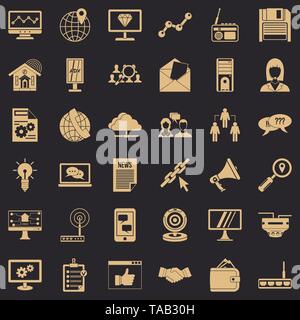 Adv file icons set, simple style Stock Vector