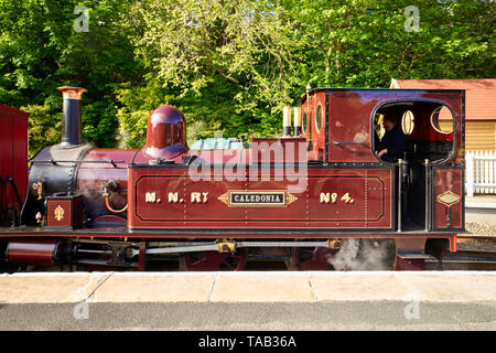 Side on view of tank engine Caledonia at Douglas station, Isle of Man Stock Photo